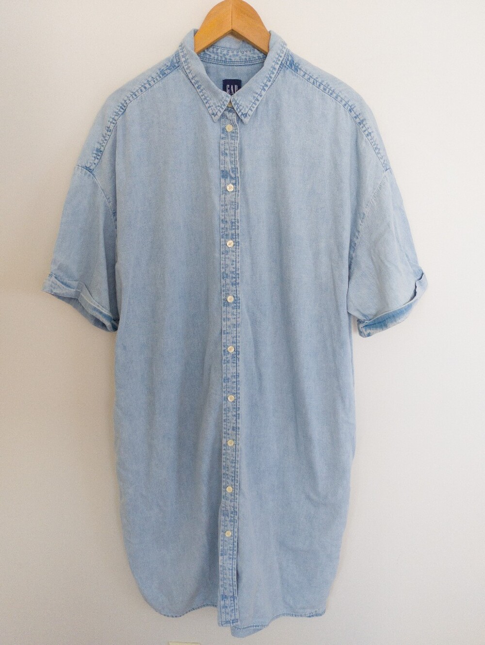GAP Light Wash Denim Shirtdress Washwell Cotton Lyocell XL